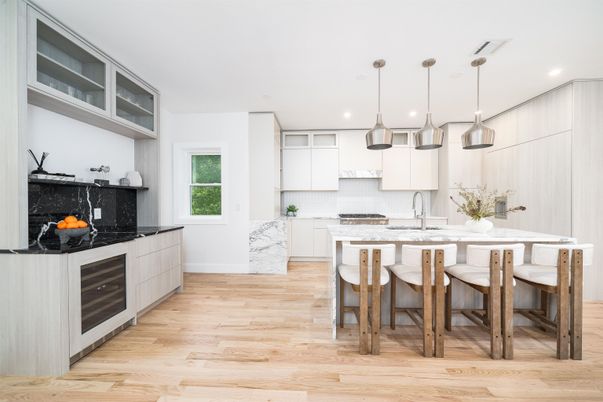 Interior, Kitchen, Pendant Lights, Recessed Lighting, Wood Texture Flooring