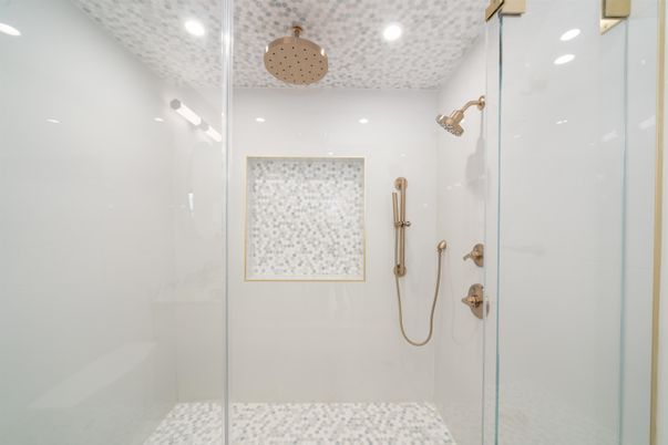Bathroom, Glass Shower, Interior, Recessed Lighting