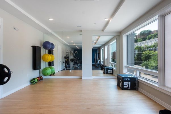 Fitness Equipment, Interior, Recessed Lighting, Wood Texture Flooring