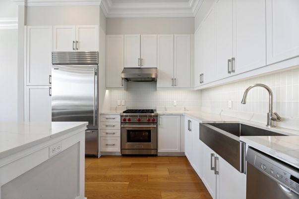 Interior, Kitchen, Stainless Steel Appliances, Wood Texture Flooring
