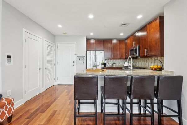 Interior, Kitchen, Recessed Lighting, Wood Texture Flooring
