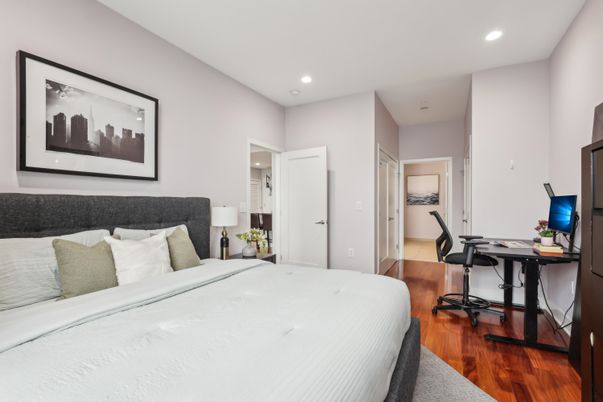 Bedroom, Home Office, Interior, Recessed Lighting, Wood Texture Flooring