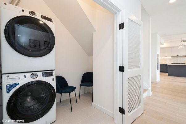 Interior, Pendant Lights, Recessed Lighting, Utility Closets, Washer, Wood Texture Flooring