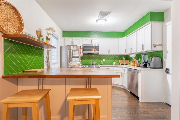Interior, Kitchen, Stainless Steel Appliances, Wood Texture Flooring