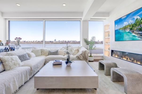 Fireplace, Interior, Living room, Recessed Lighting, Water