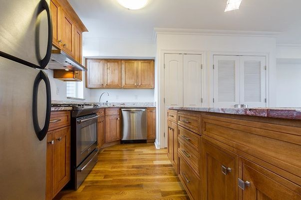 Interior, Kitchen, Stainless Steel Appliances, Wood Texture Flooring