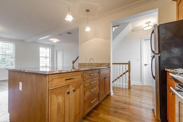 Interior, Kitchen, Pendant Lights, Wood Texture Flooring