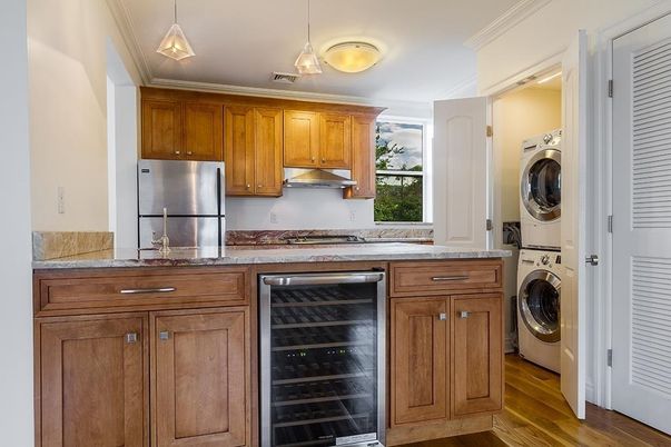 Interior, Kitchen, Pendant Lights, Utility Closets, Washer, Wood Texture Flooring