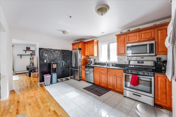 Interior, Kitchen, Stainless Steel Appliances, Wood Texture Flooring