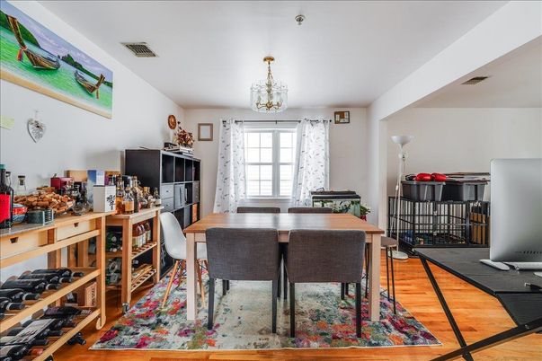 Chandelier, Dining room, Interior, Wood Texture Flooring