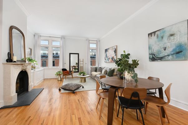 Dining room, Fireplace, Interior, Living room, Wood Texture Flooring