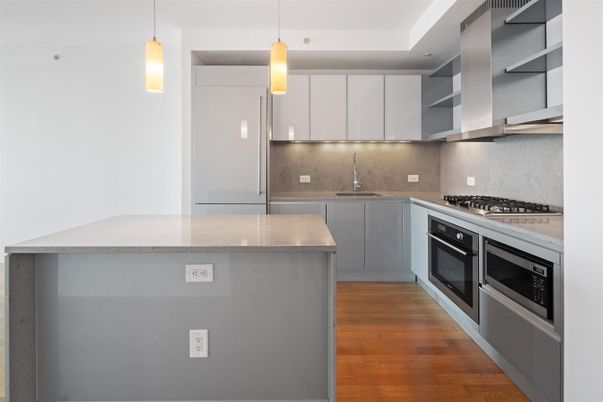 Interior, Kitchen, Pendant Lights, Stainless Steel Appliances, Wood Texture Flooring