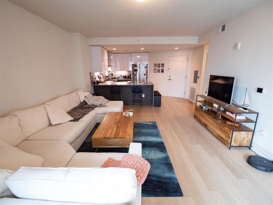 Interior, Kitchen, Living room, Recessed Lighting, Wood Texture Flooring