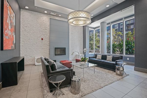 Fireplace, Interior, Living room, Pendant Lights, Recessed Lighting, Stone Walls