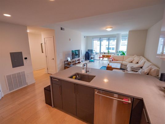 Dining room, Interior, Kitchen, Living room, Recessed Lighting, Wood Texture Flooring