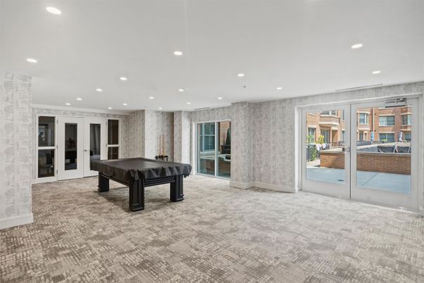 Billiard Table, Game Room, Interior, Recessed Lighting
