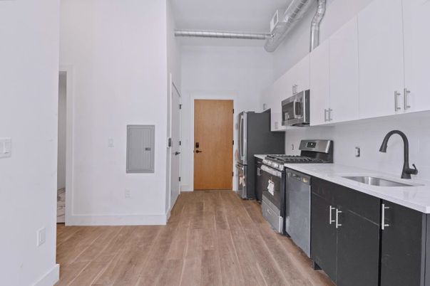Interior, Kitchen, Stainless Steel Appliances, Wood Texture Flooring