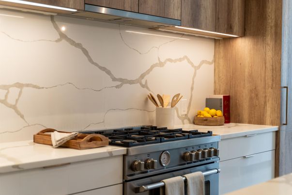 Interior, Kitchen, Marble Walls, Stainless Steel Appliances