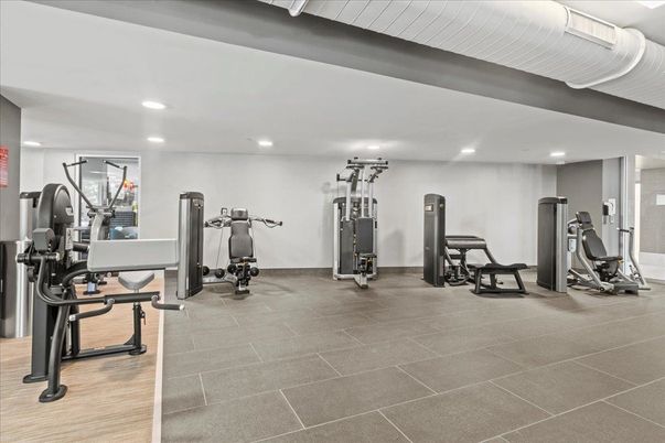 Fitness Equipment, Gym, Interior, Recessed Lighting