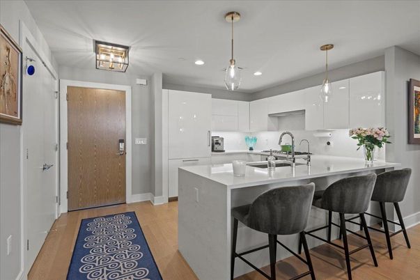 Interior, Kitchen, Pendant Lights, Recessed Lighting, Wood Texture Flooring