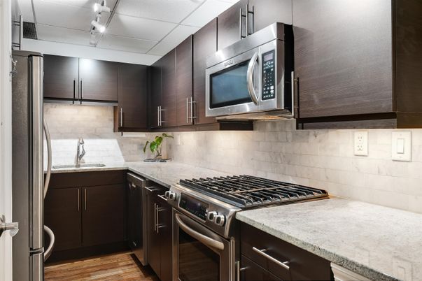 Interior, Kitchen, Stainless Steel Appliances, Wood Texture Flooring