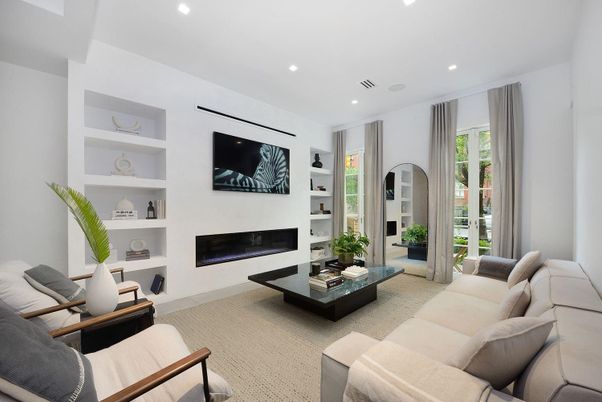 Fireplace, Interior, Living room, Recessed Lighting