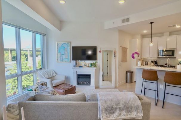 Fireplace, Interior, Kitchen, Living room, Pendant Lights, Recessed Lighting, Stainless Steel Appliances