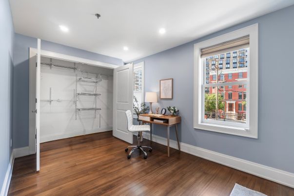 Home Office, Interior, Recessed Lighting, Wood Texture Flooring
