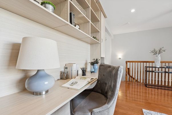 Home Office, Interior, Recessed Lighting, Wood Texture Flooring