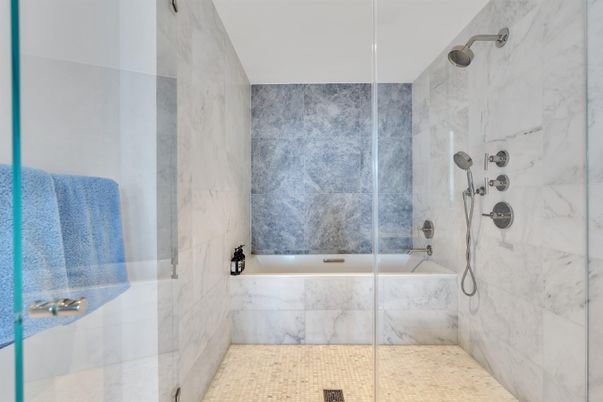 Bathroom, Glass Shower, Interior, Marble Walls