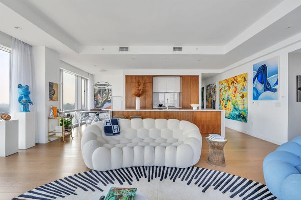 Interior, Living room, Recessed Lighting, Wood Texture Flooring