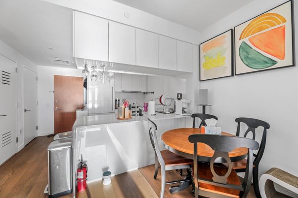 Dining room, Interior, Kitchen, Pendant Lights, Wood Texture Flooring