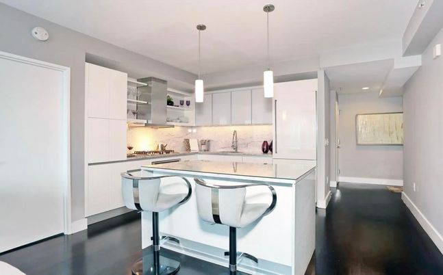 Interior, Kitchen, Pendant Lights, Recessed Lighting, Wood Texture Flooring