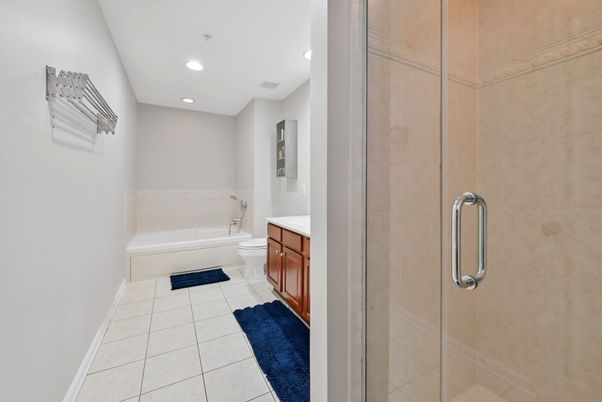 Bathroom, Glass Shower, Interior, Recessed Lighting