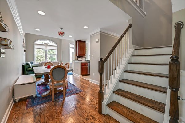 Dining room, Interior, Recessed Lighting, Wood Texture Flooring