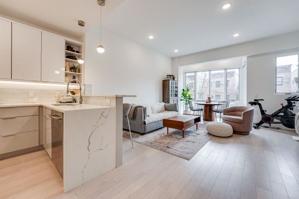 Fitness Equipment, Interior, Kitchen, Living room, Pendant Lights, Recessed Lighting, Wood Texture Flooring