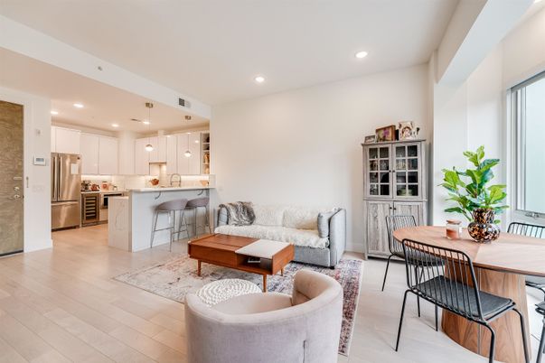 Dining room, Interior, Kitchen, Living room, Pendant Lights, Recessed Lighting, Stainless Steel Appliances, Wood Texture Flooring
