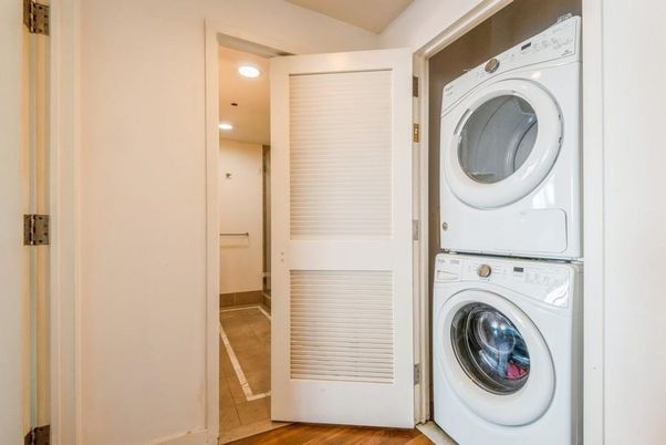 Interior, Recessed Lighting, Utility Closets, Washer, Wood Texture Flooring