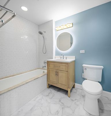 Bathroom, Interior, Marble, Recessed Lighting