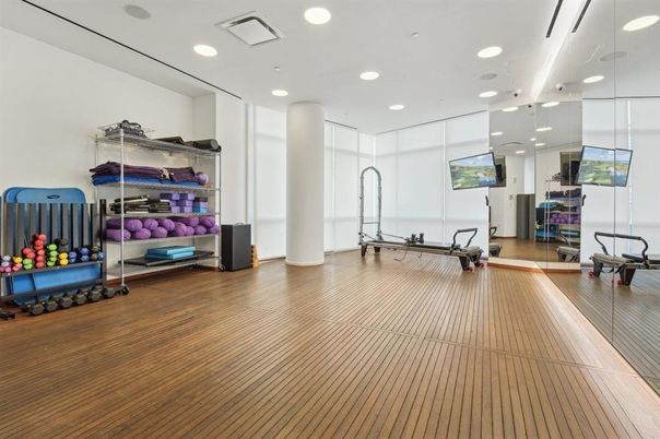 Fitness Equipment, Interior, Recessed Lighting, Wood Texture Flooring