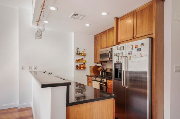 Interior, Kitchen, Recessed Lighting, Wood Texture Flooring