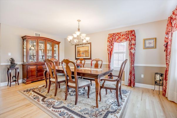 Chandelier, Dining room, Interior, Wood Texture Flooring
