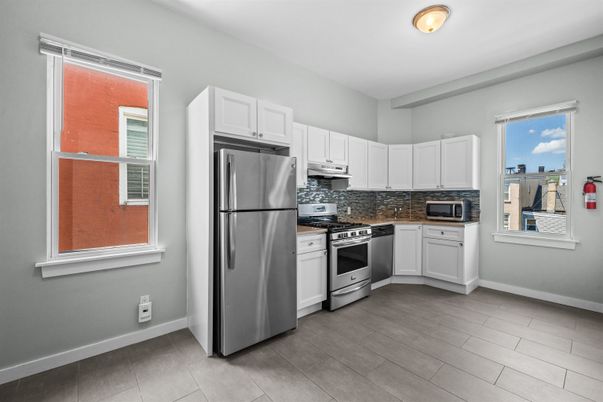 Interior, Kitchen, Stainless Steel Appliances, Wood Texture Flooring