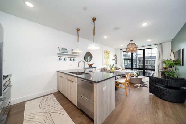 Dining room, Interior, Kitchen, Living room, Pendant Lights, Recessed Lighting, Wood Texture Flooring