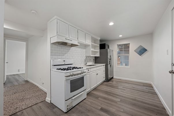 Interior, Kitchen, Recessed Lighting, Wood Texture Flooring