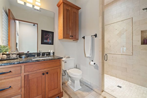Bathroom, Glass Shower, Interior, Stone Walls