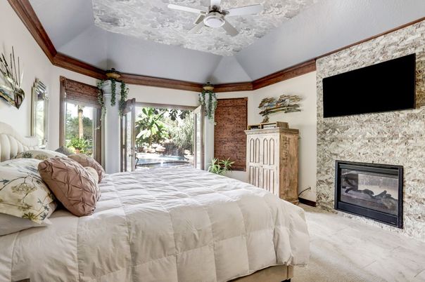 Bedroom, Fireplace, Interior, Stone Walls