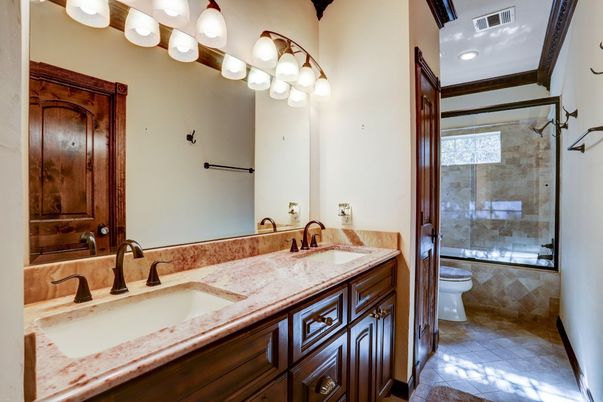 Bathroom, Dual Sink Vanities, Glass Shower, Interior, Recessed Lighting