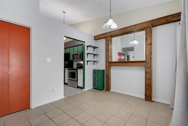 Empty room, Interior, Kitchen, Pendant Lights, Stainless Steel Appliances