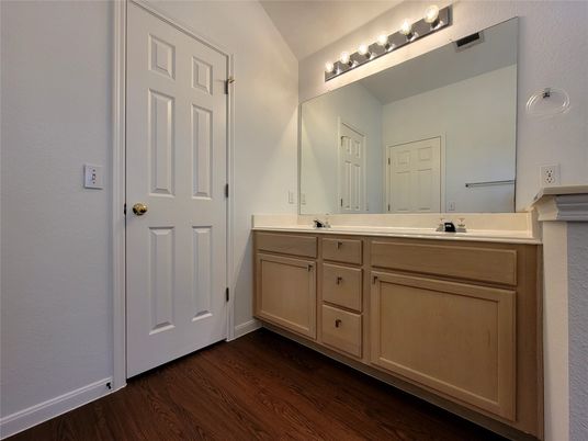 Bathroom, Dual Sink Vanities, Interior, Wood Texture Flooring